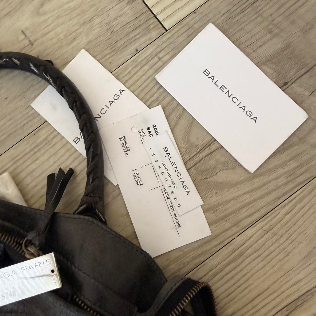 Dark Grey Leather City Bag